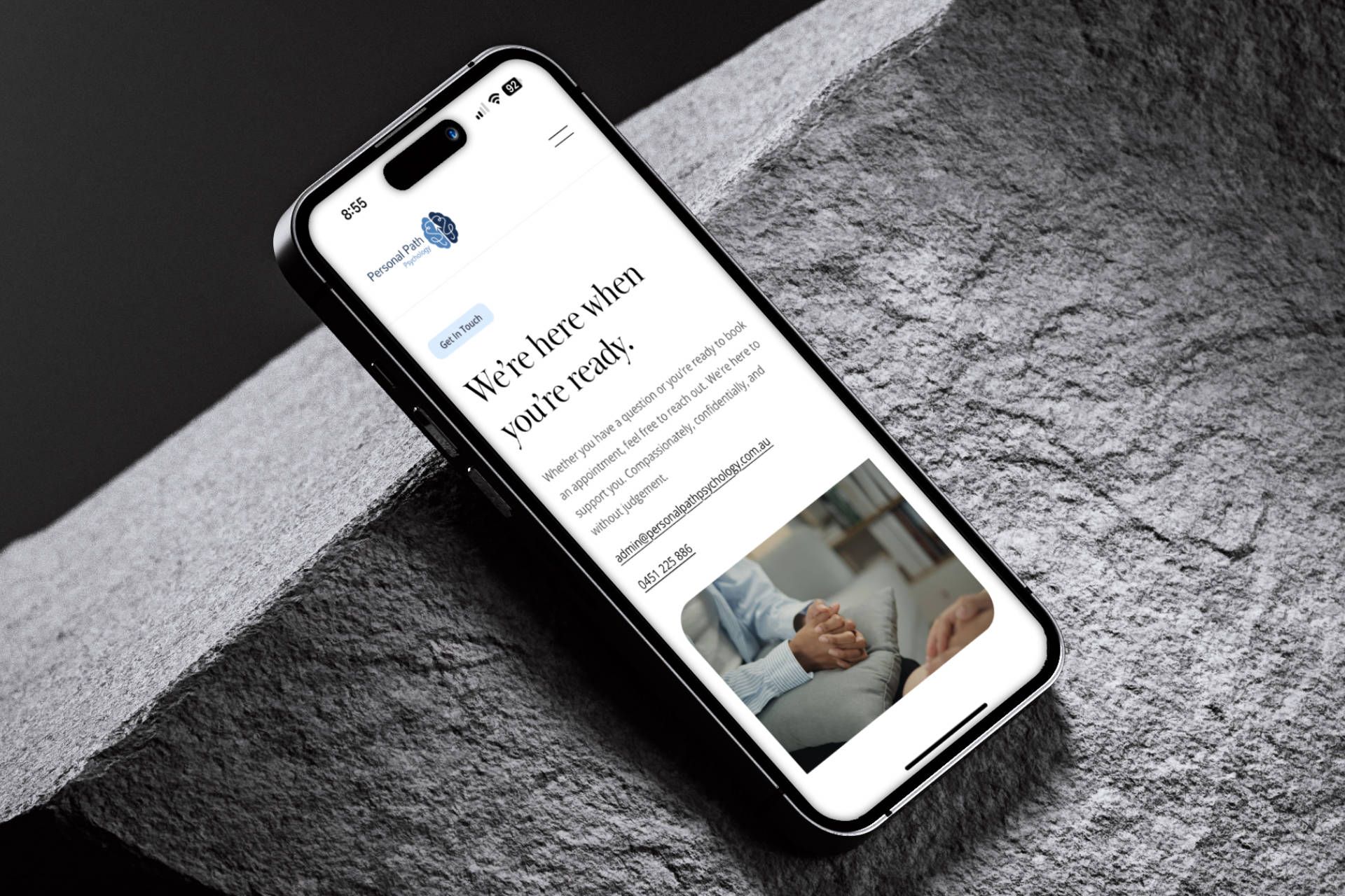 Personal Path Psychology website on mobile