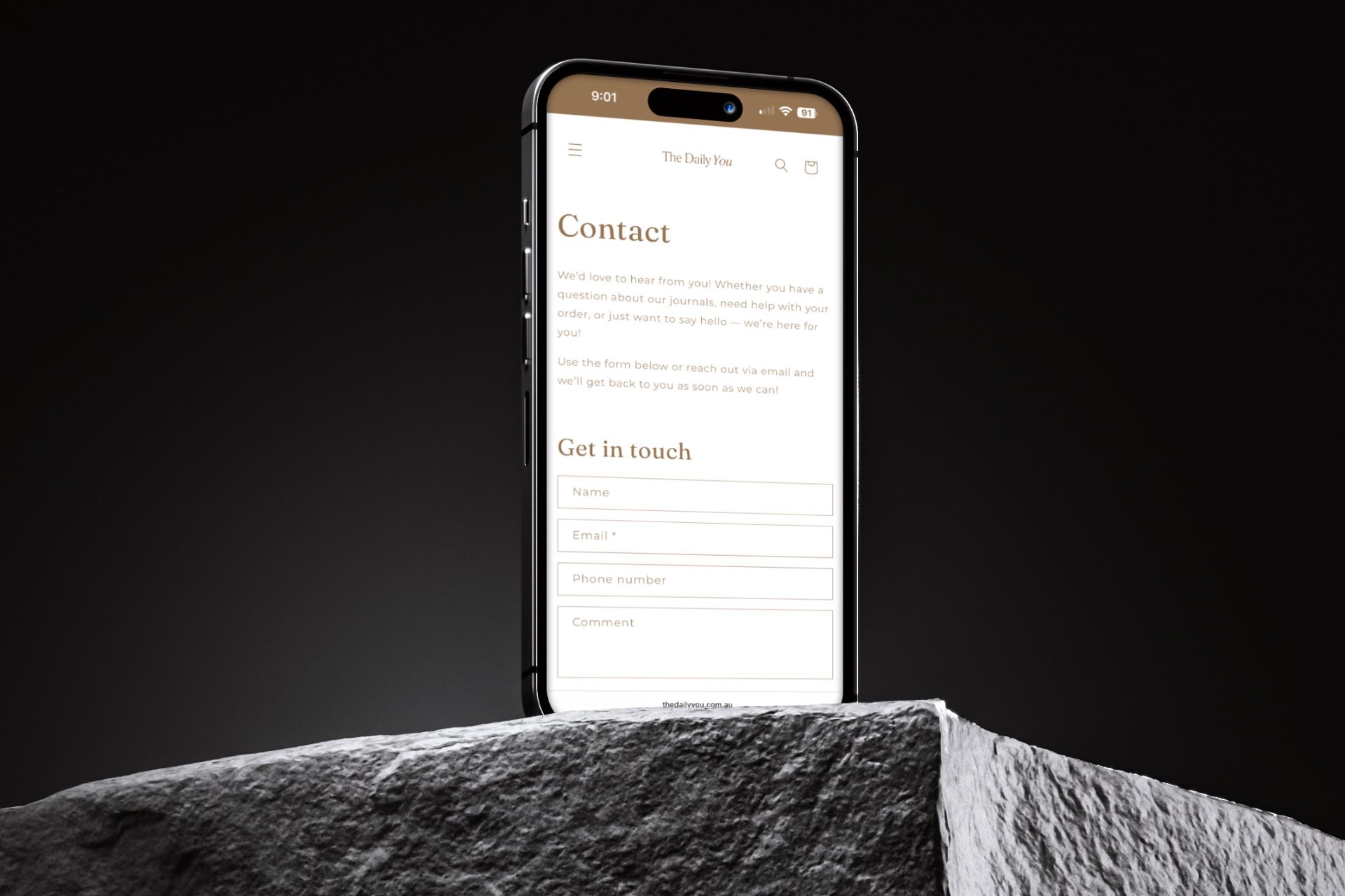 The Daily You website on mobile